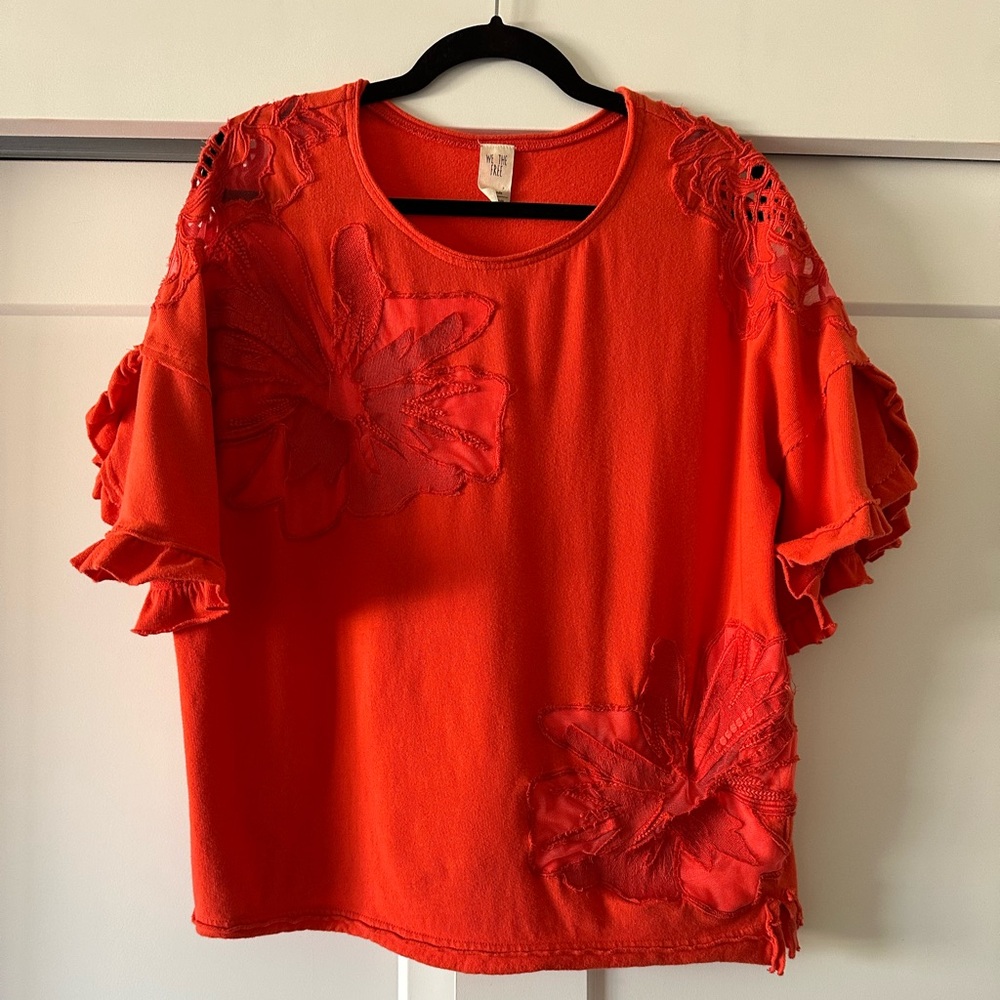 We The Free Red Floral Blouse